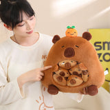 New Capybara Shark Shaped Snack Bag Plush Toys Super Soft Cartoon Squishy Pillow Funny Food Dolls Birthday Gifts Room Decor