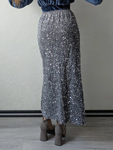 High Waisted Sequin Maxi Skirt Women Elegant Shiny Straight Skirts With Slit Summer Spring Black Long Sequin Skirt For Women