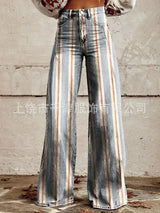 Women's 3D Print Wide-Leg "Jeans" – Trendy Low-Waist Flare Pants
