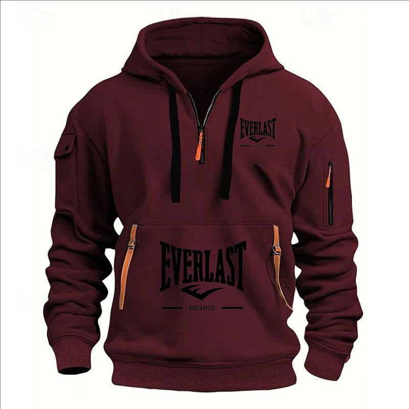 Men’s Printed Fleece Hoodie with Zipper Details