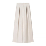2 Pcs Women Chic Pants Suit Casual Turn-down Collar Slim Top+ Zipper Waist-drooping Wide-leg Long Pants Fashion Summer Suits Set