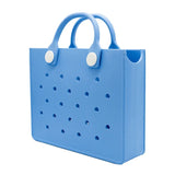 Fashion Storage EVA Large Leather Shoulder Bag Beach Tote Travel Handbag Storage for Women Casual Waterproof Bag Hole Fit Charms