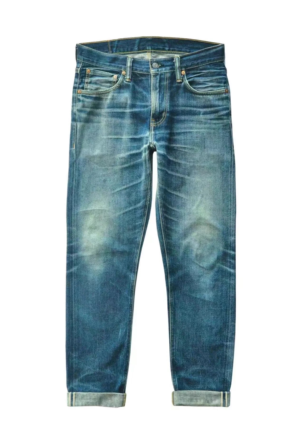 Saucezhan 314XX Mens Jeans Sanforized  Selvedge Denim Jeans for man Indigo and Black Jeans Zipper Fly Slim Fit