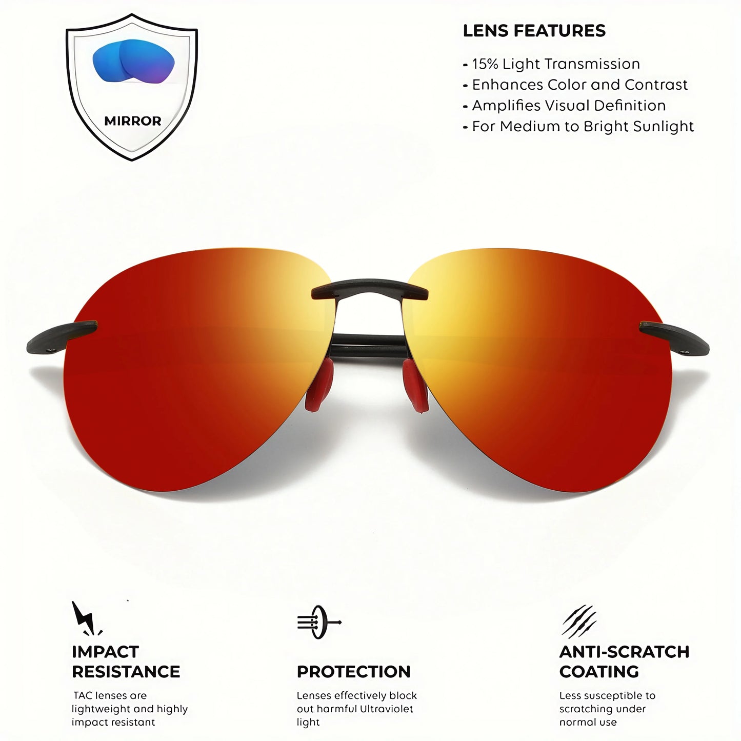 TR90 Frameless Polarized Aviator Sunglasses – Ultralight