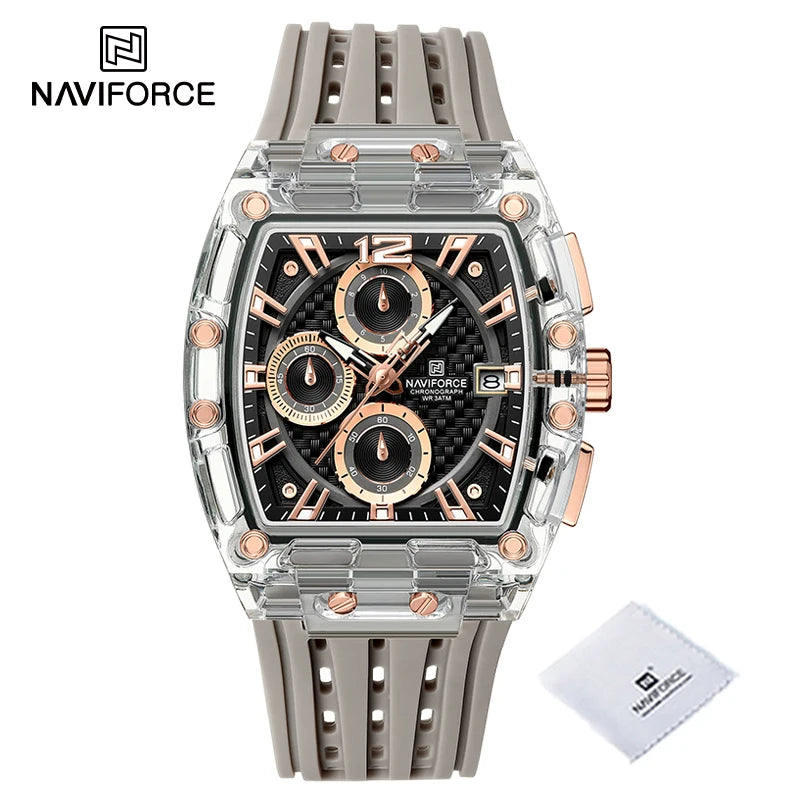 Men's Sport Chronograph – Waterproof Silicone Strap Tonneau Watch
