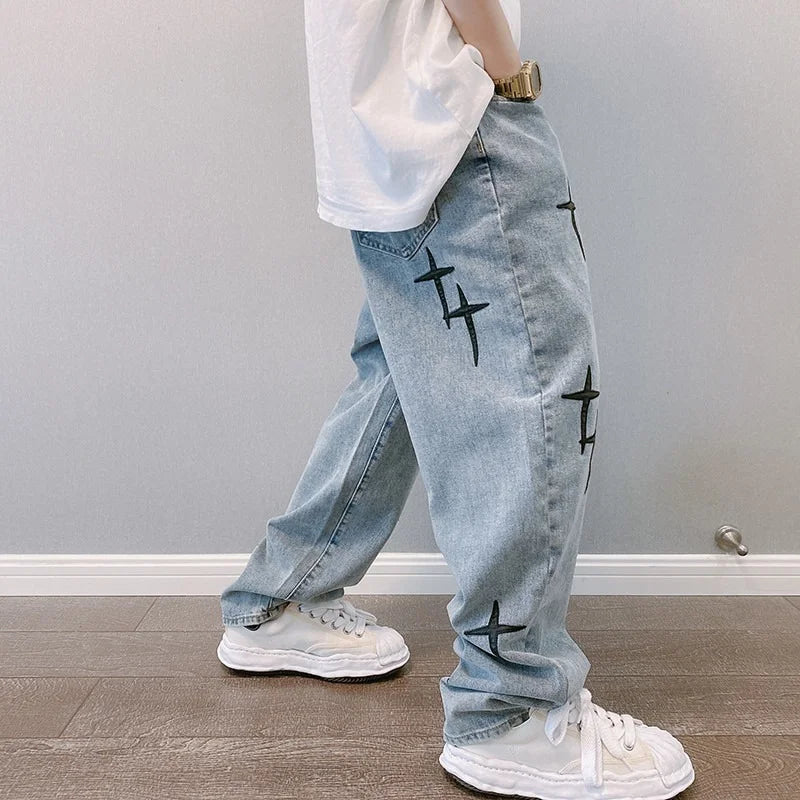 Men’s Wide-Leg Streetwear Cargo Jeans