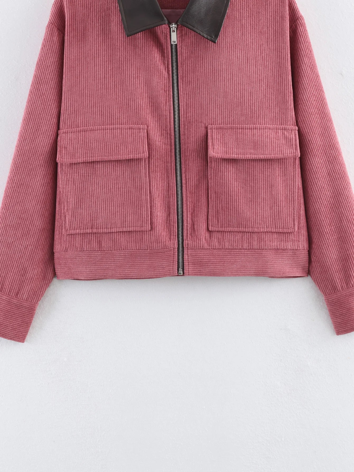 SLTNX Spring Pink Casual Jacket Women's Loose Fit Streetwear Front Zipper Pockets Lounge Wear Daily Outerwear