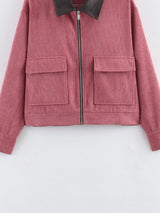 SLTNX Spring Pink Casual Jacket Women's Loose Fit Streetwear Front Zipper Pockets Lounge Wear Daily Outerwear