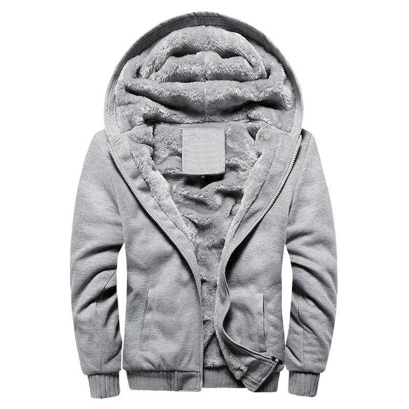 New Men's Hoodies Jacket Winter Thick Warm Fleece Zipper Hoodies Coat Casual Tracksuit Sportwear Male Sweatshirts M~ 5XL