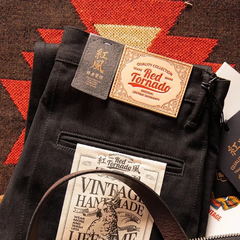 Red Tornado Black Selvedge Denim Relaxed Fit Jeans – 14.5oz
