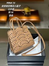 New Tote Bag French Cowhide Handmade Bag Niche Laser Engraved Hollow Leather Vegetable Basket Bag Casual Versatile Temperament