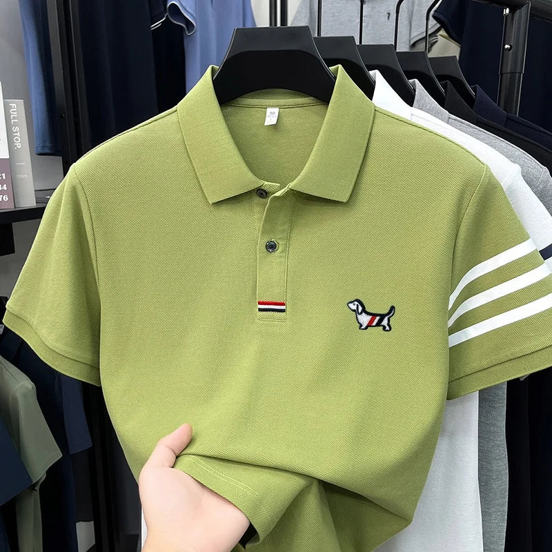 Men's Striped Polo Shirt – Embroidered Elegance