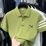 Men's Striped Polo Shirt – Embroidered Elegance