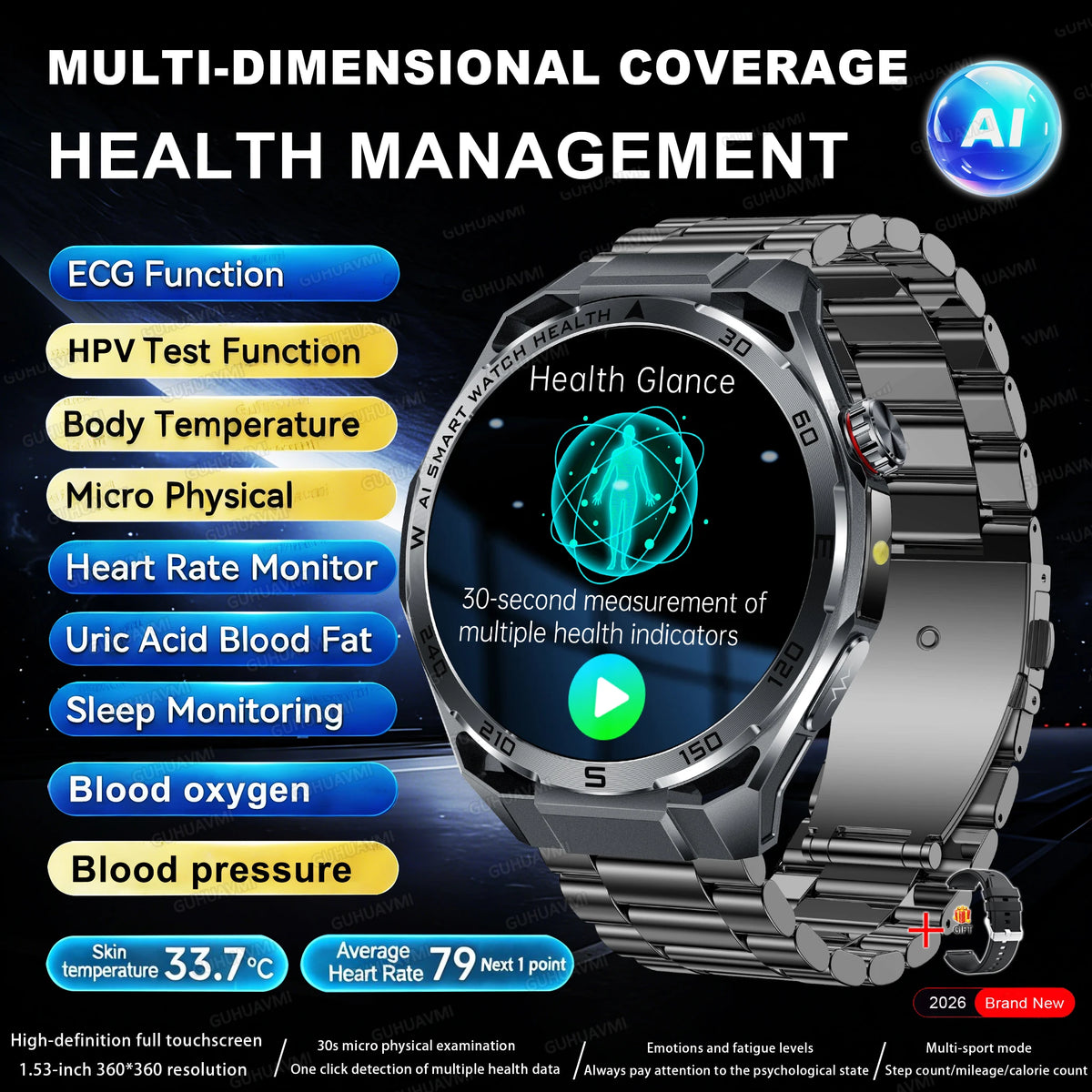 ECG+PPG Advanced Health Smart Watch for Men & Women