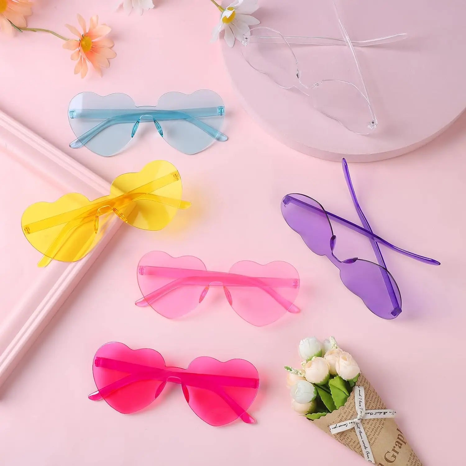 Women's Heart Sunglasses Wholesale 12-100PCS Wedding Bachelorette Bridesmaid Beach Party Multi-Color Photo Props Gifts