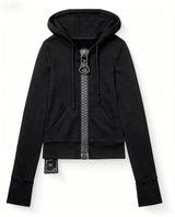 New Y2K American-style women's solid color large zipper loose cropped color-block hoodie fashionable street Harajuku style