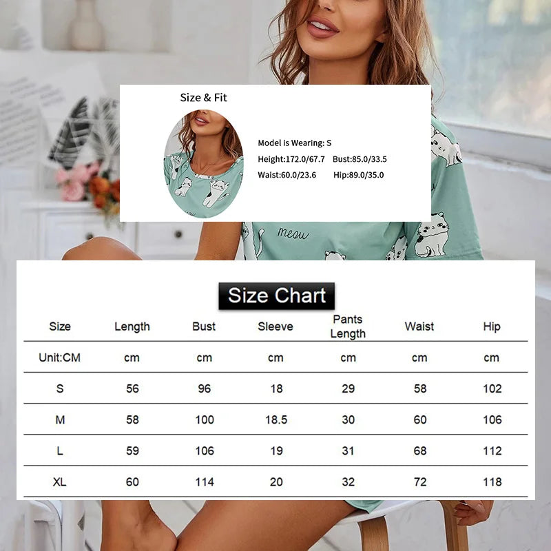 Cartoon Print Women’s Pajama Set