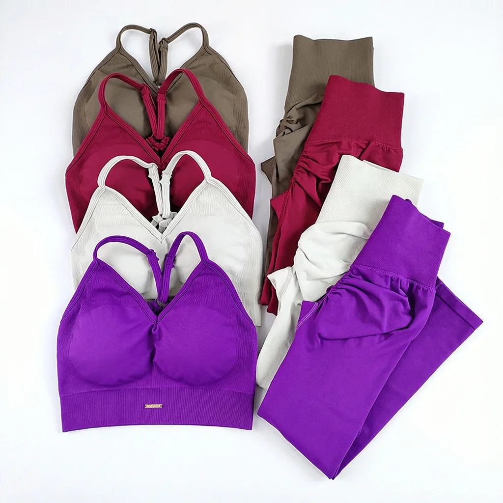 Women's Seamless Yoga Set with High-Waist Leggings