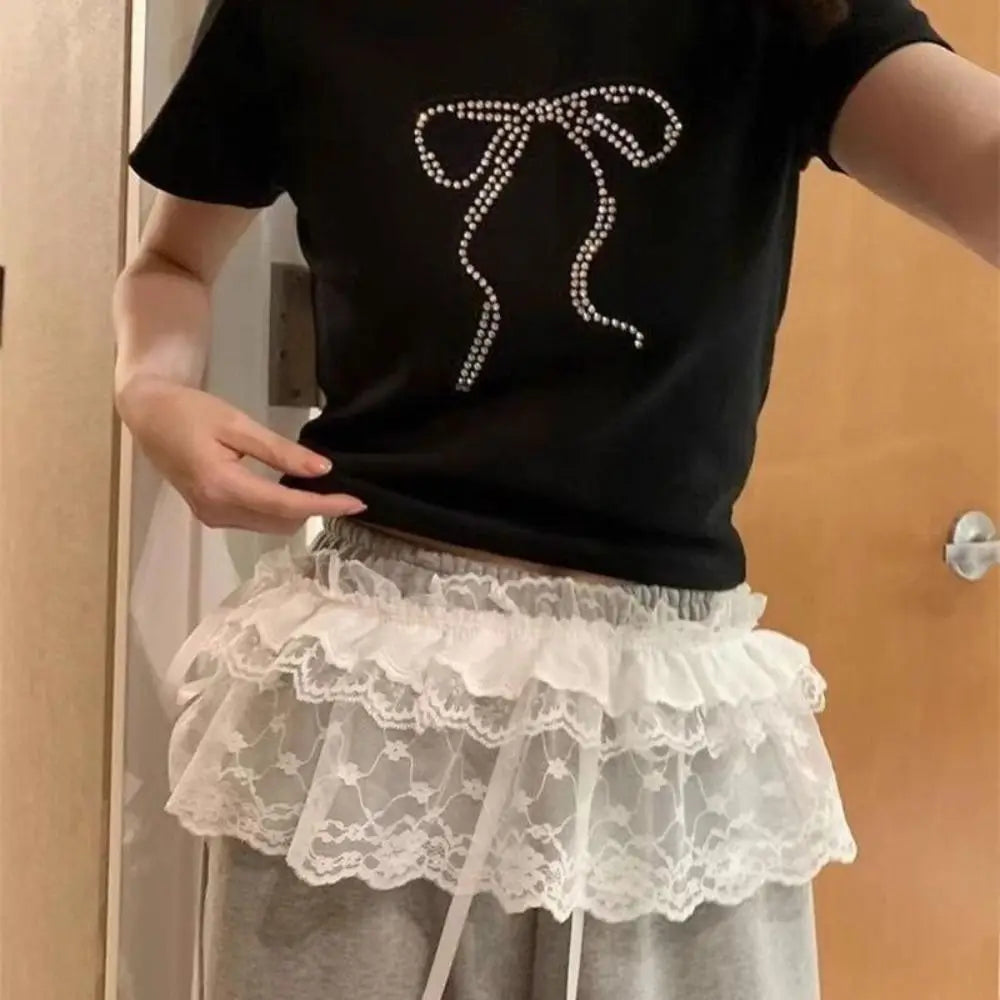 Lace-Up Ruffle Mini Skirt for Playful Layering