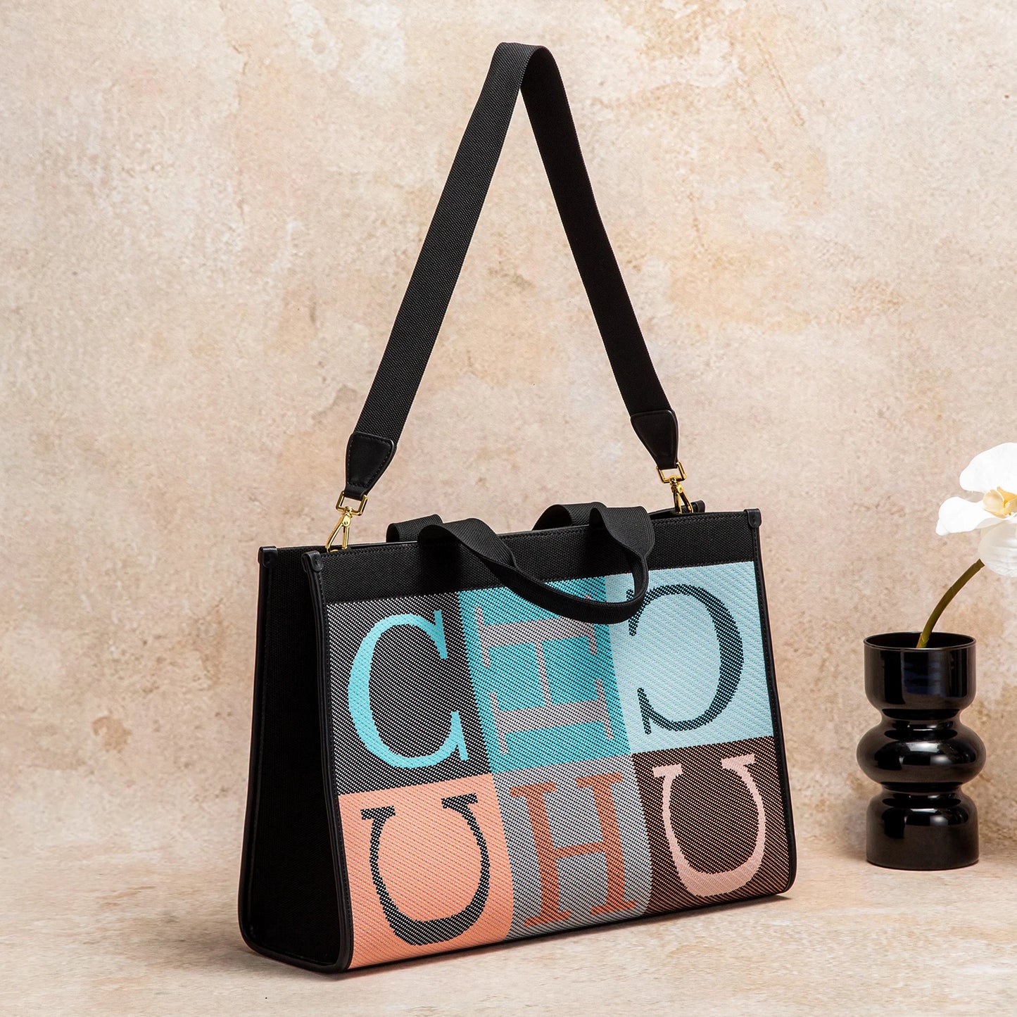 CHCH Women's Tote Bag New Letter Eco friendly Large Capacity Handbag Mommy Shopping Bag 42 * 12 * 31cm