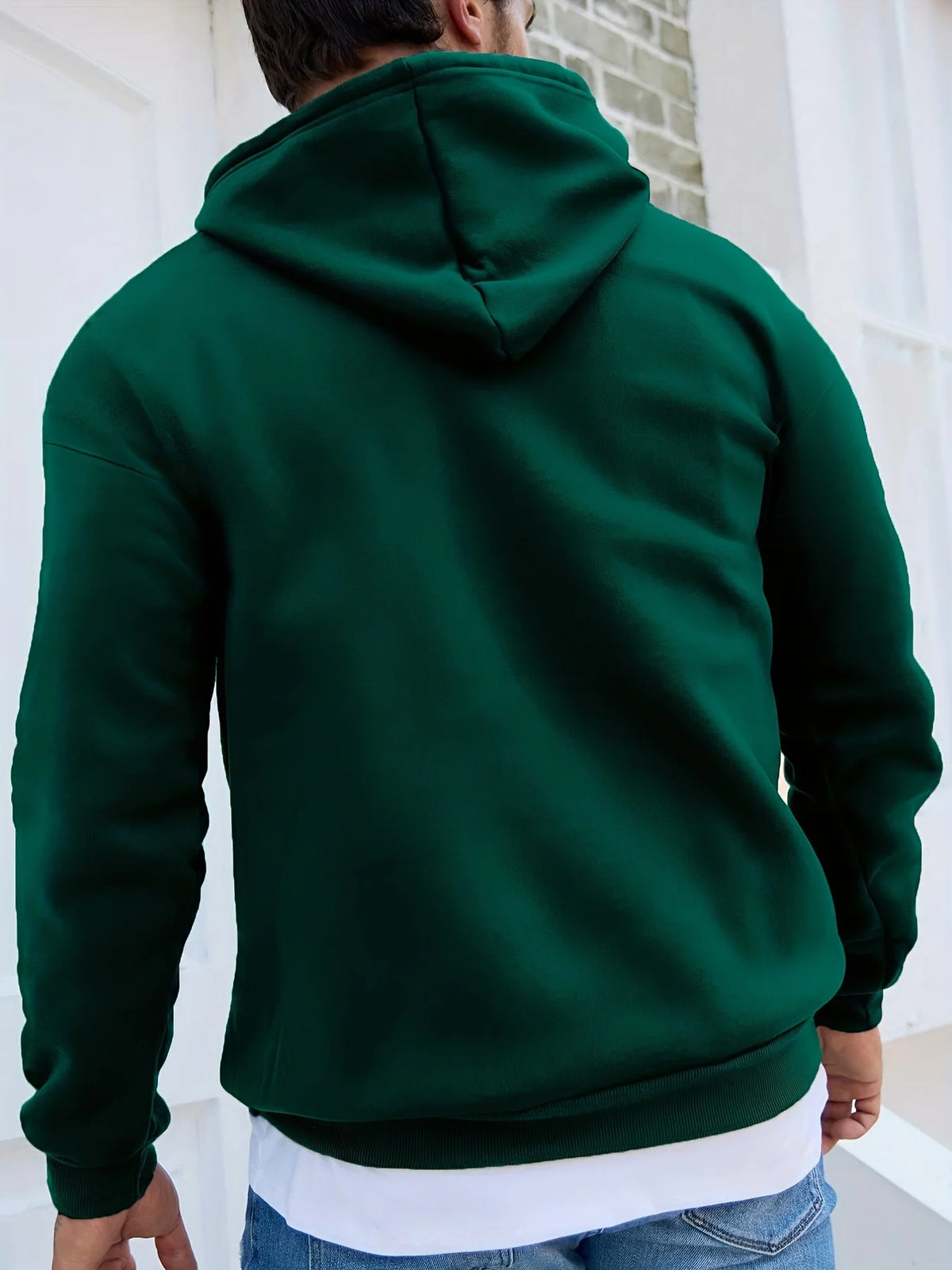 Men's Autumn and Winter Casual Fashionable Loose Brooklyn Classic Letter Printed Long-Sleeved Warm Hooded Pullover