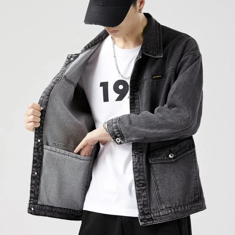 Men's Stylish Blue Denim Jacket – Loose Fit Casual Y2K Jean Coat (USA Made)
