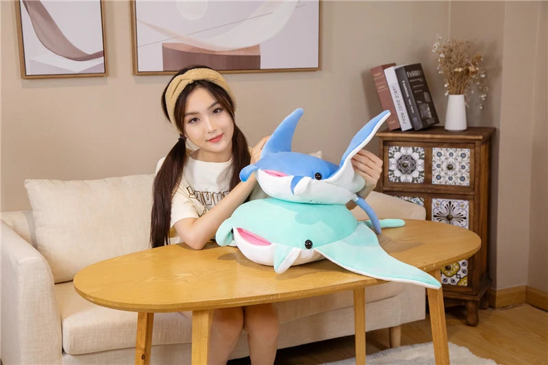 Kawaii Manta Ray Plush Pillow — Soft Marine Life Toy