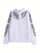 Letter Print Long Sleeve Zip Up Hoodies, Cyber Y2K Gothic Punk Sweatshirt, Women's Clothing