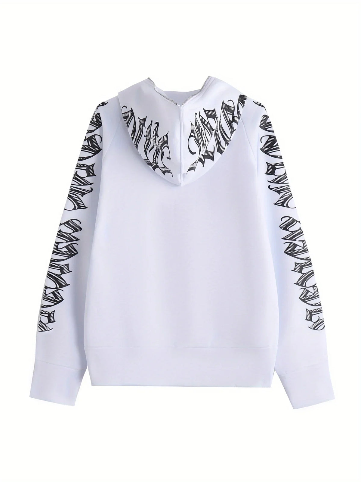 Letter Print Long Sleeve Zip Up Hoodies, Cyber Y2K Gothic Punk Sweatshirt, Women's Clothing