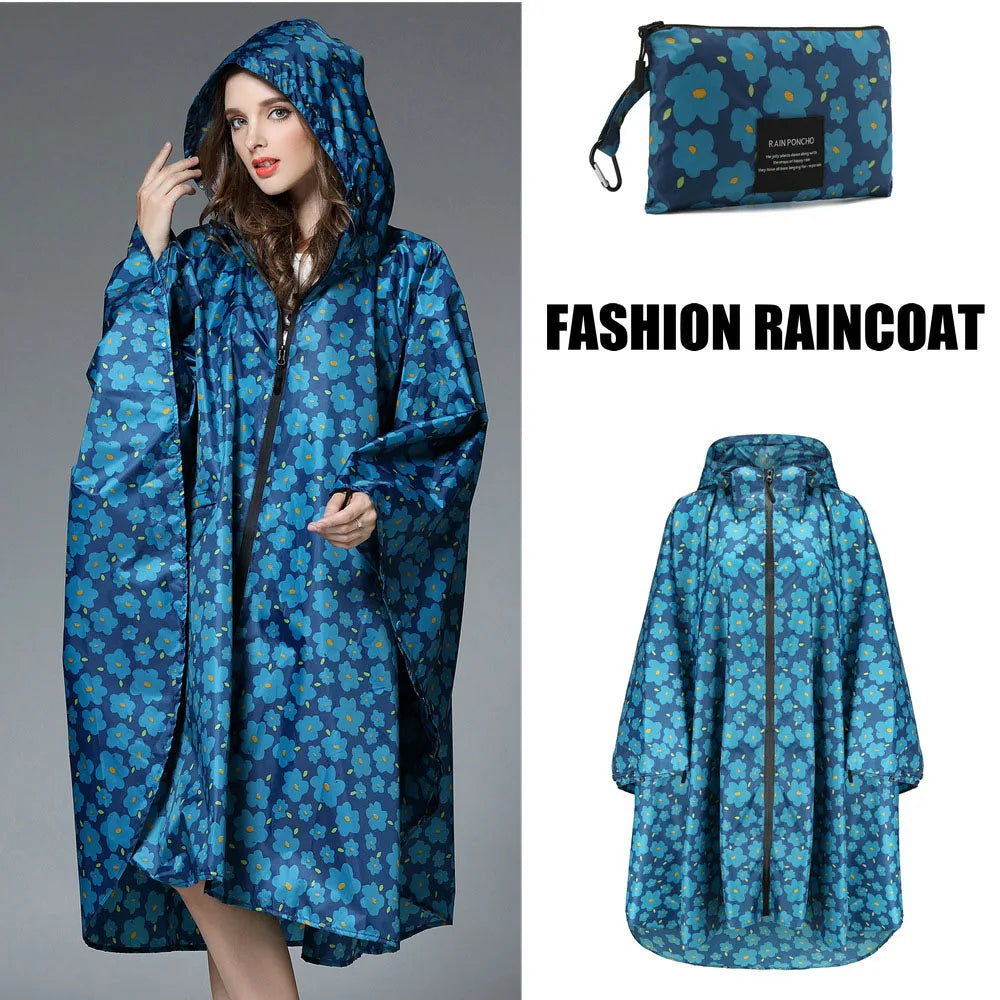 Women's Elegant Waterproof Poncho Raincoat – All Sizes