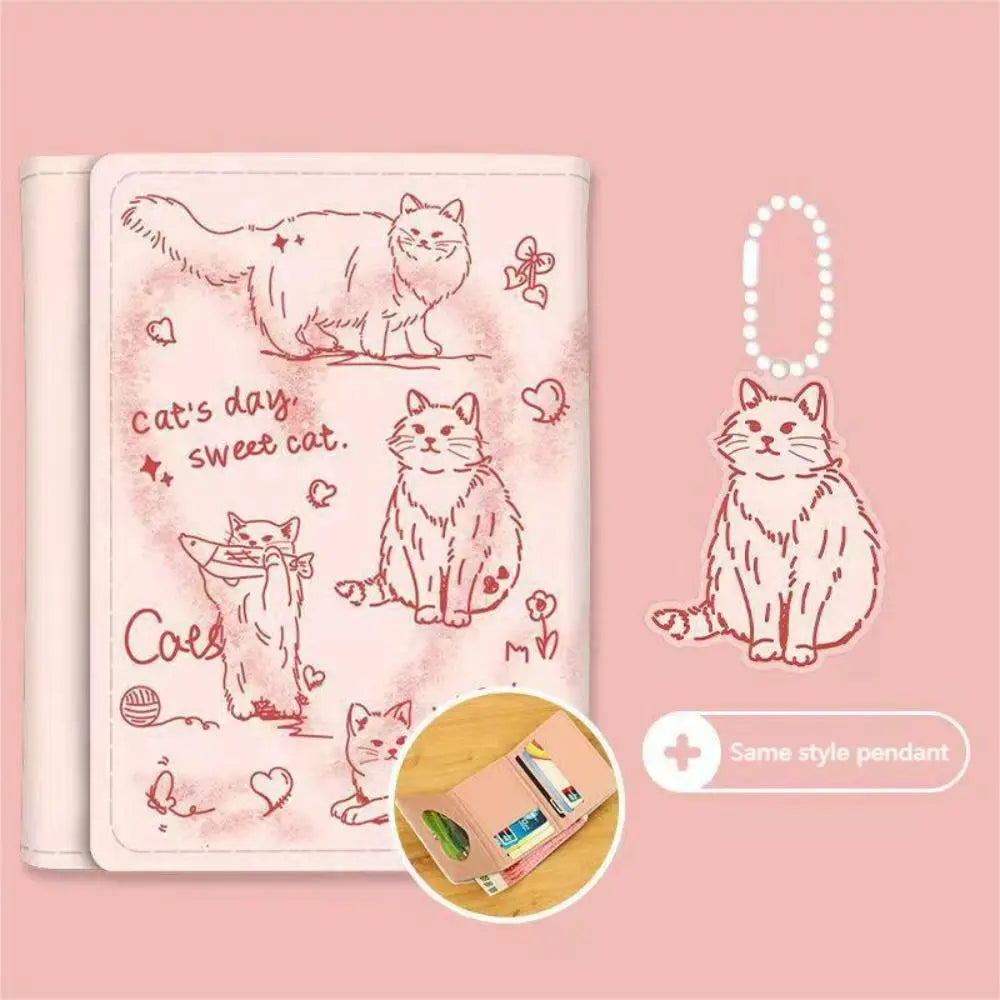 New Women Wallets Female Leather Purses Card Holders Graffiti Cat Portable Coin Purse Large Capacity Money Bag