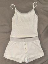 Strawberry Vest Shorts 2 Pieces Set Woman Eyelet Bow Slim Tank Top with Elastic Waist Patchwork Straight Short Pant Sweet Sets