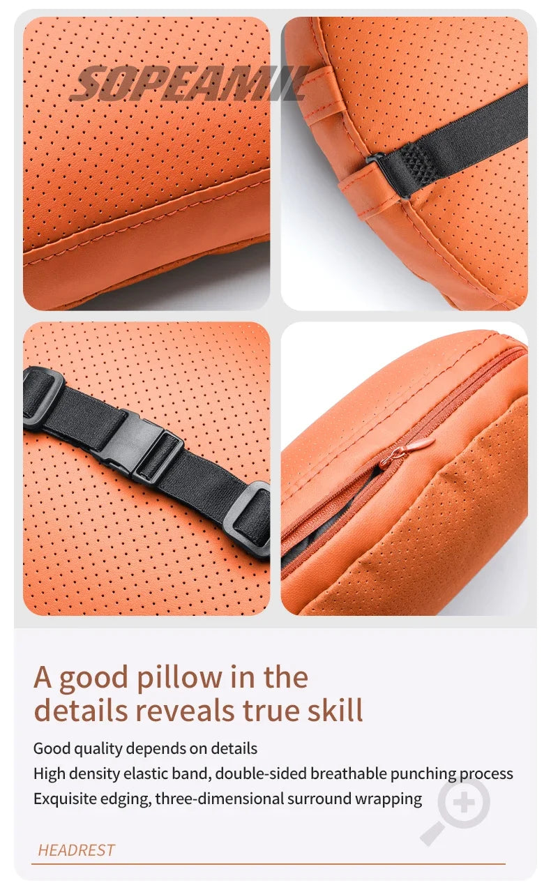 Car Double-Sided Suede Leather Headrest Neck Support Pillow Seat Waist Cushion Tesla Cybertruck Model 3 Model Y Model S Model X