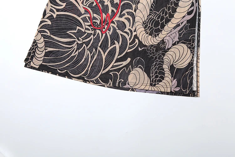 Women's Print Stand Collar Long-Line Slim Dress
