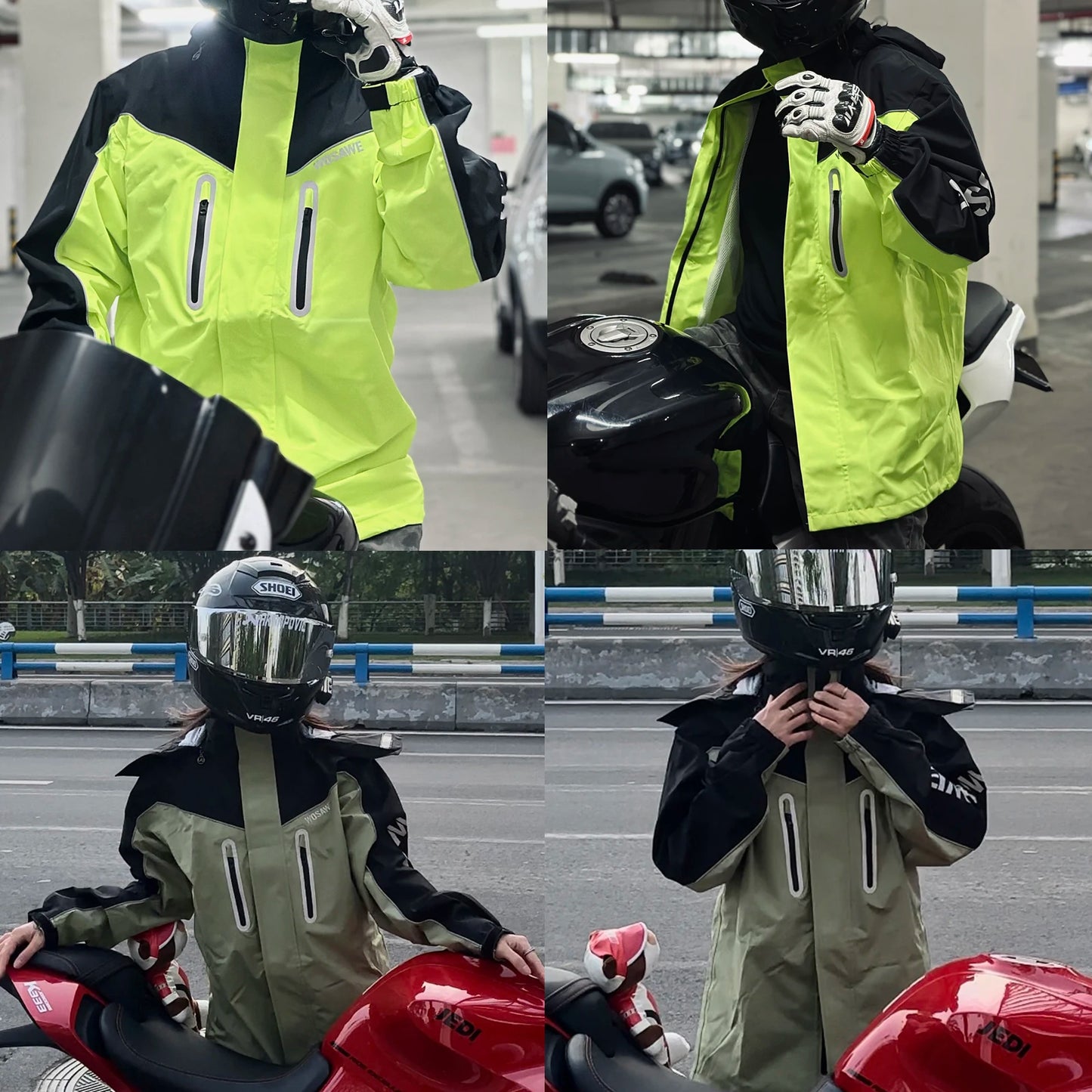 WOSAWE Unisex Waterproof Riding Rain Jacket | Reflective