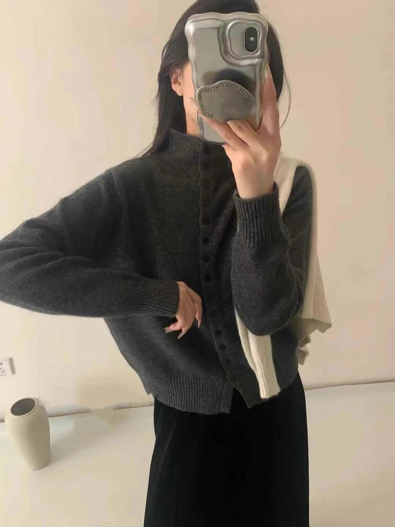 Women's Stand Collar Knit Cardigan Sweater
