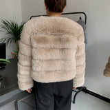 Elegant Winter Faux Fox Fur Crop Jacket