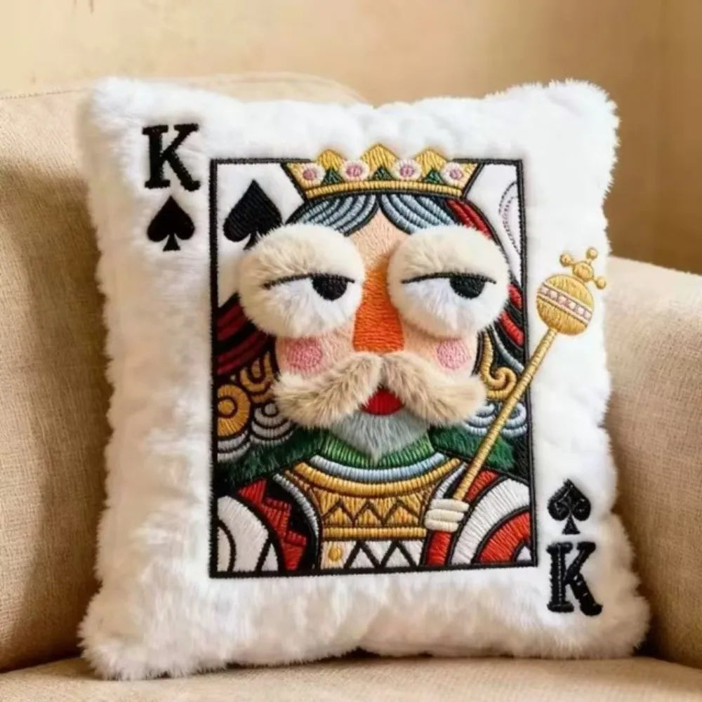Funny Cartoon Embroidered Pillow Quirky Soft Sofa Throw Pillow Square Game Theme Patchwork Pillow Living Room Decor