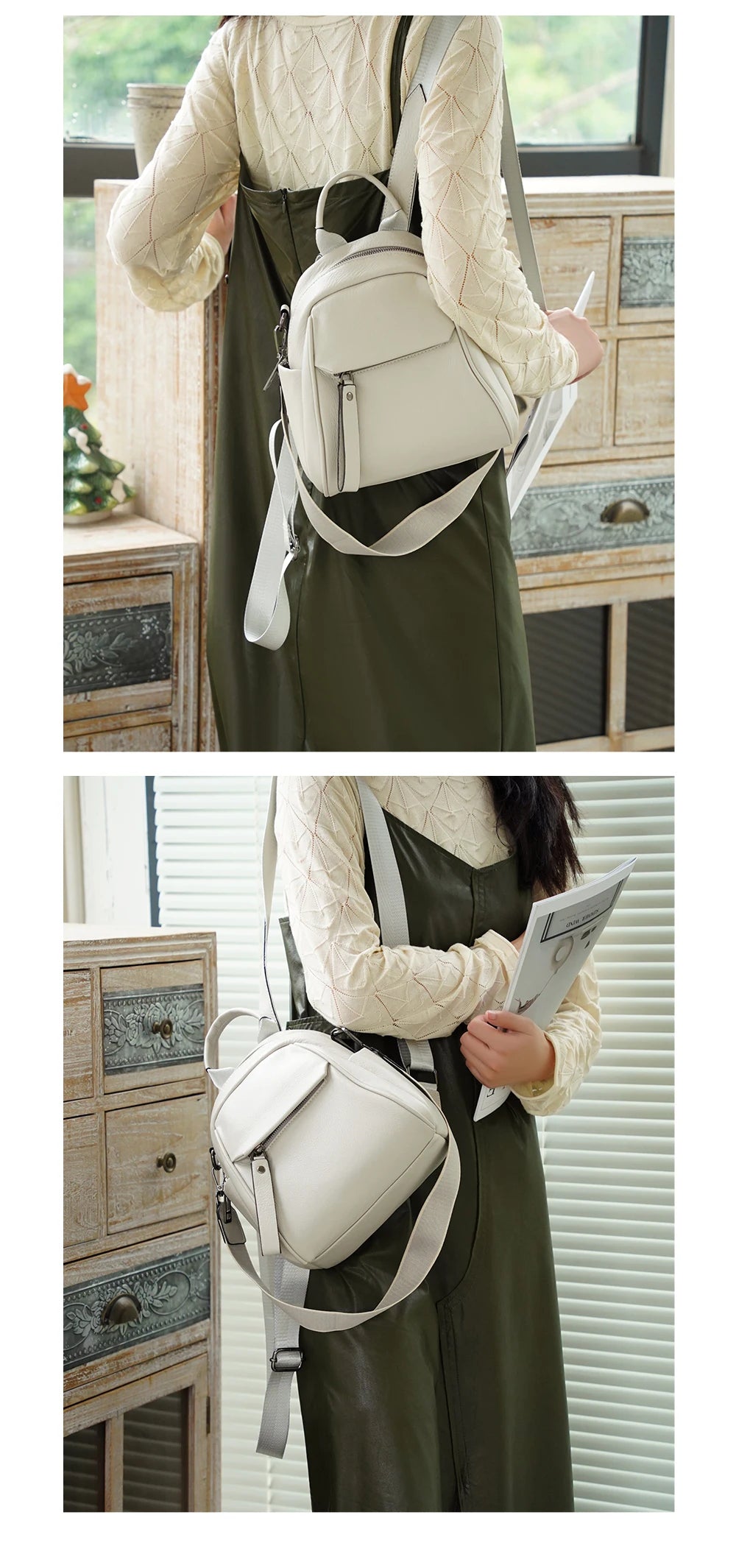 Zency Soft Genuine Leather Women Small Casual Backpack Travel Rucksack Shoulder Bag Purse Preppy Style Mochila 2025