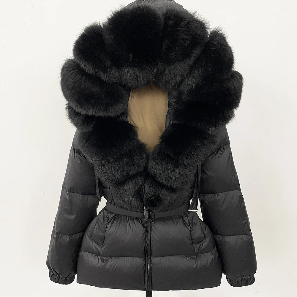 Real Fox Fur Hooded Duck Down Puffer