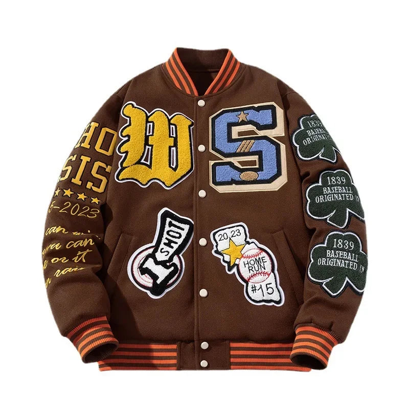 Retro Embroidery Varsity Jacket