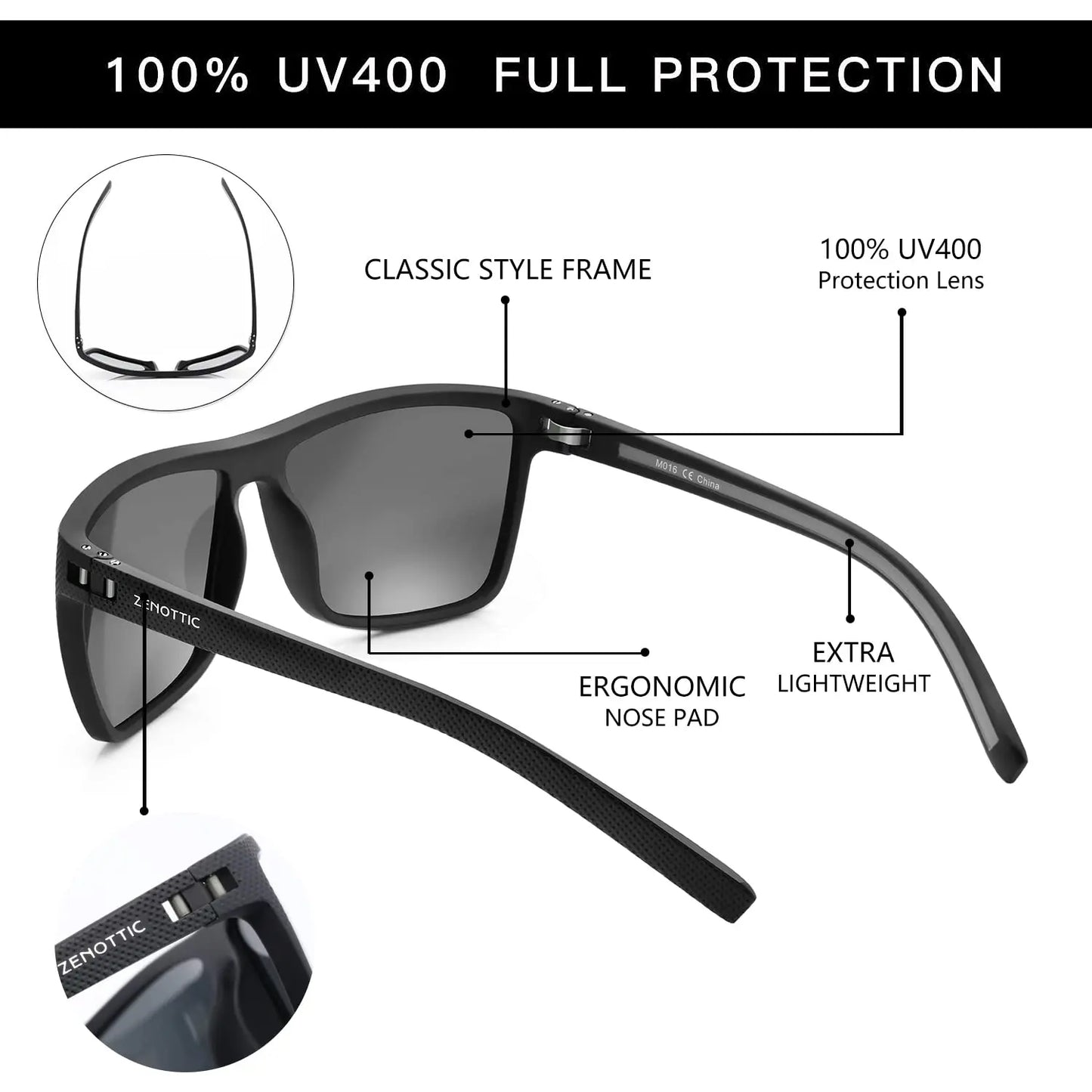 Zenottic Men's Polarized Sunglasses – UV400 TR90 Frame