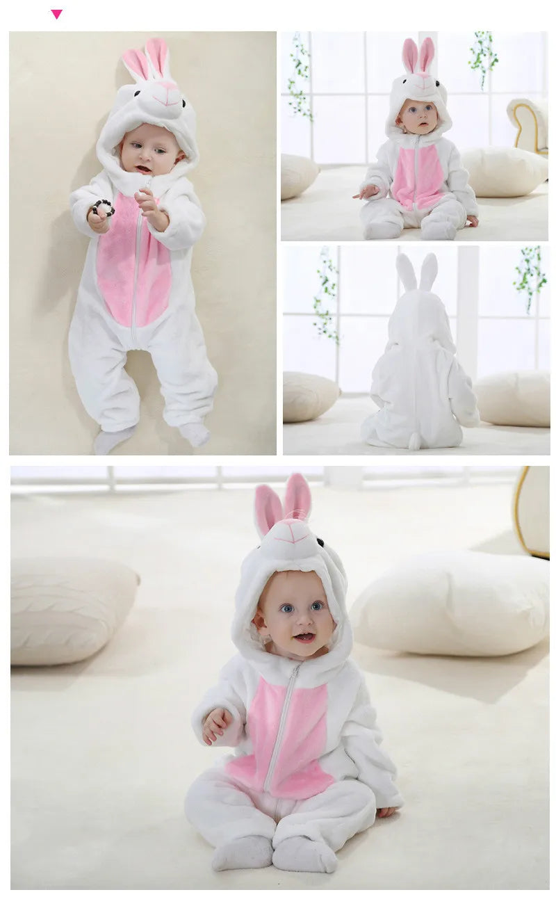 Animal Theme Flannel Baby Romper