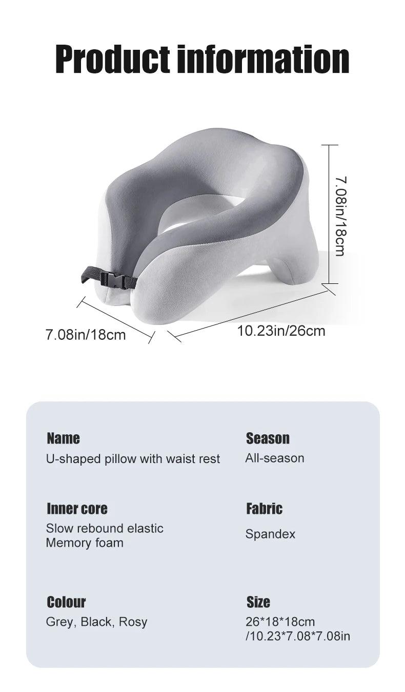 Memory Foam Travel Neck Pillow – Soft U-Shape Support