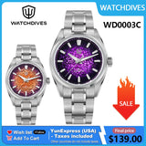 Watchdives WD0003C 38mm Men Watch VH31 Sweep Seconds Quartz Movement Sapphire Ice Crack Dial Luminous 10Bar Waterproof Watches