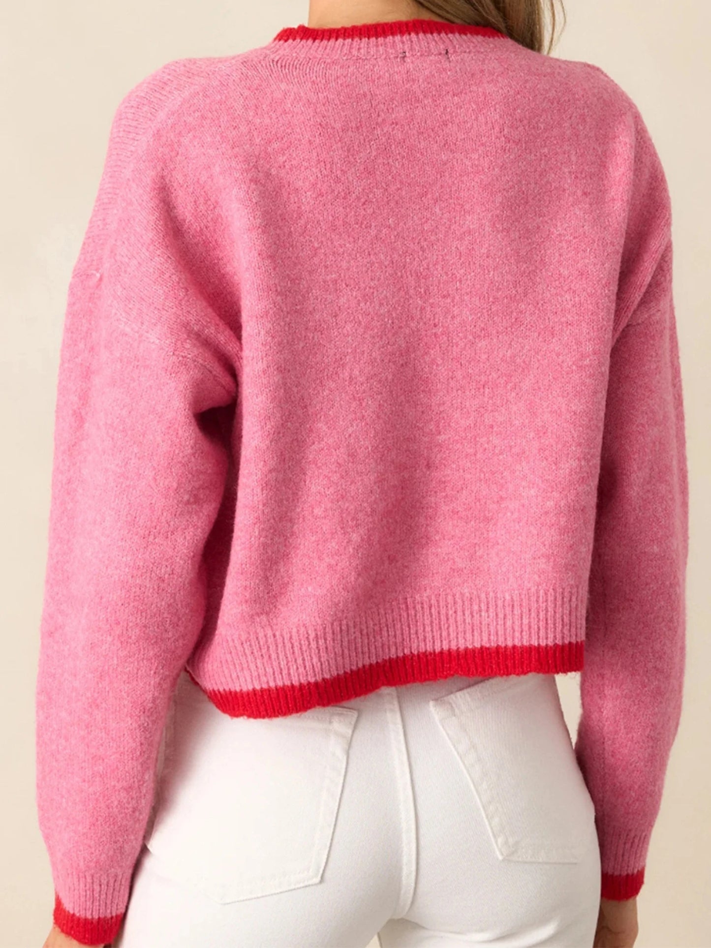 Cherry Patterned Oversized Pullover