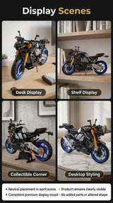 New 1478PCS Racing Motorcycle Building Blocks Kit for Adults DIY Speed Motorbike Model Educational Toy Gift Collectible for Boys