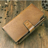 Handmade Vintage Crazy horse Genuine Leather Wallet men Leather long wallet clutch bag male purse money clips money bag