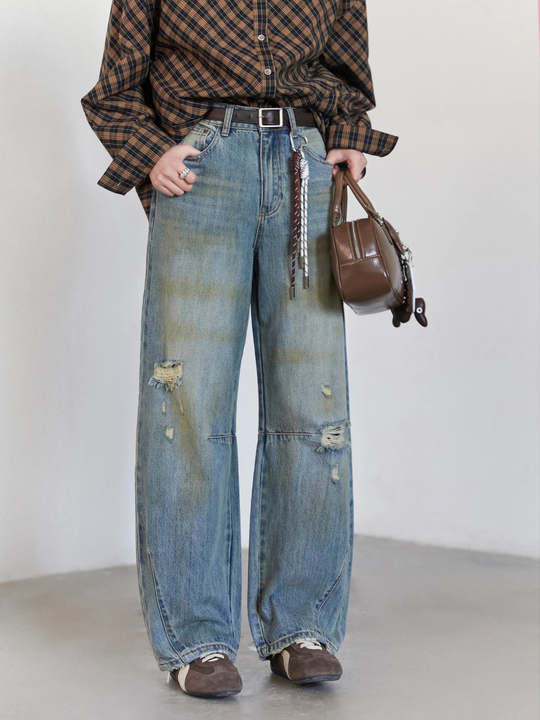 CHIC VEN Retro Women's Jeans Loose Casual  New High Waisted Wide Legs Denim Pant Female Trousers Spring Autumn 2025
