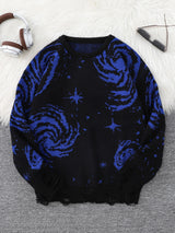 Men's Abstract Star Knit Crew Neck Sweater